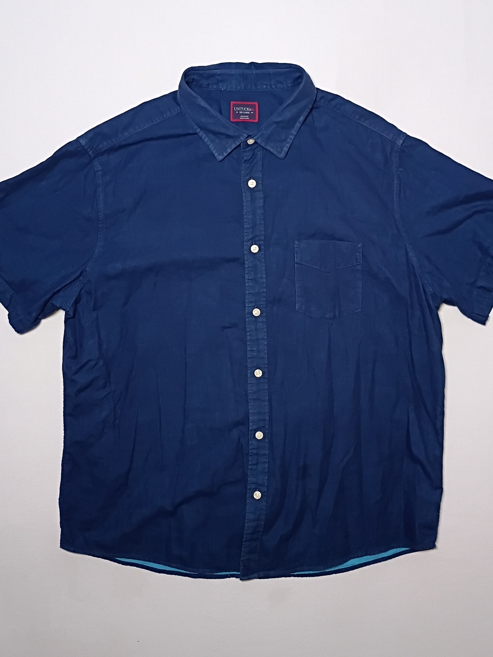 Untuckit Abbuoto Mens Button Up Short Sleeve Shirt XXL Navy Blue
